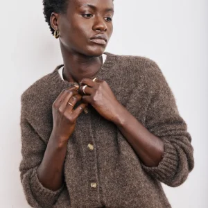 Cardigan Femme en Alpaga & Lurex Marron Meja