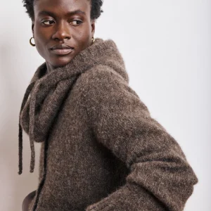 Cagoule Femme en Alpaga & Lurex Marron Merel