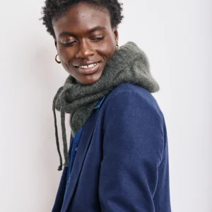 Cagoule Femme en Alpaga Vert Militaire & Lurex Doré Merel