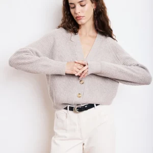Cardigan Femme en Laine & Cachemire Beige Moena