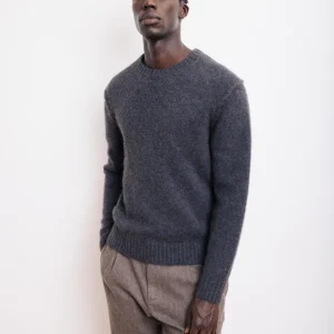 Pull Col Rond Homme en Laine d'Alpaga & Yak Bleu Marine