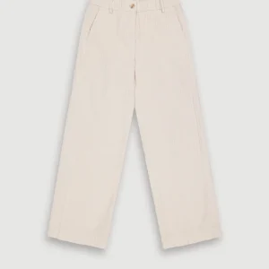 Pantalon Fille en Velours Côtelé Ecru Pandore