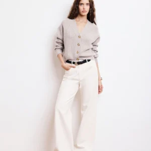 Pantalon Femme en Coton Brossé Ecru Pilote
