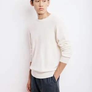 Pull Col Rond Homme en Laine & Cachemire Ecru
