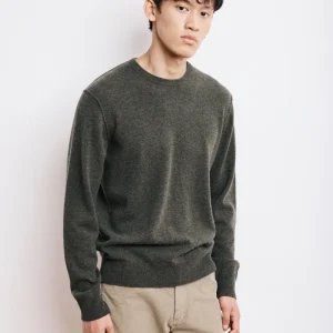 Pull Col Rond Homme en Laine & Cachemire Vert Militaire