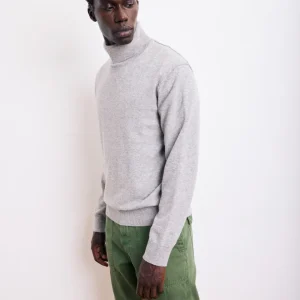 Pull Col Roulé Homme en Laine & Cachemire Gris chiné
