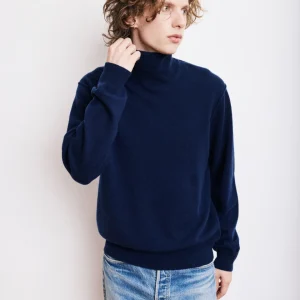 Pull Col Roulé Homme en Laine & Cachemire Bleu Marine