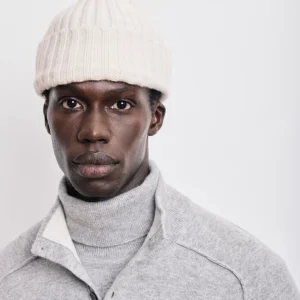Bonnet Homme en Laine & Cachemire Ecru