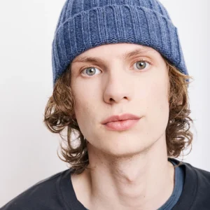 Bonnet Homme en Laine & Cachemire Bleu Cobalt