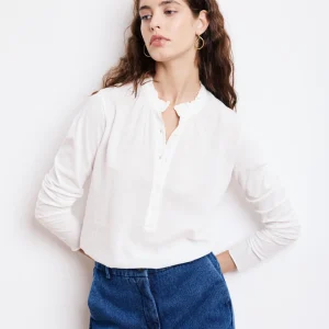 T-Shirt Femme en Coton Bi-Matière Ecru Tumy