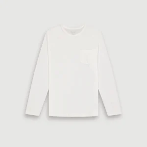 T-Shirt Garçon en Coton Slub Blanc Pocket