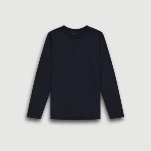 T-Shirt Garçon en Coton Slub Bleu Marine Pocket