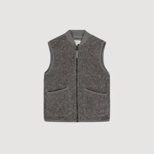 Gilet Garçon en Laine Bouillie Gris Chiné