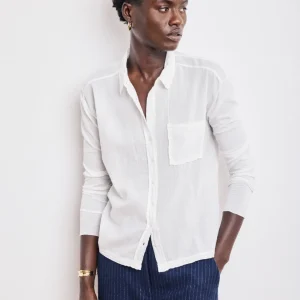 Chemise Femme en Coton Bi-Matière Ecru Tacy