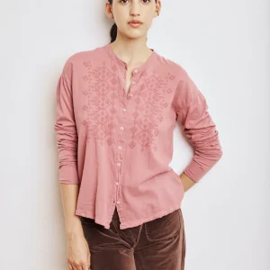 Chemise Femme en Coton Bi-Matière Rose Taora