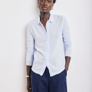 Chemise Femme en Coton Bi-Matière Bleu Ciel Tabo