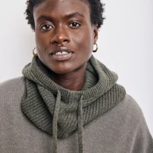 Cagoule Femme en Laine & Cachemire Vert Militaire Mellon