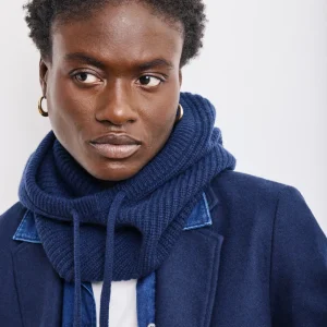 Cagoule Femme en Laine & Cachemire Bleu Marine Mellon