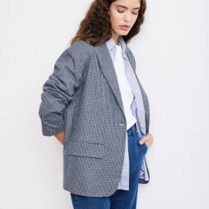 Veste Femme en Laine Bleu Marine & Gris Victo