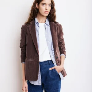 Veste Femme en Velours Lisse Chocolat Virna