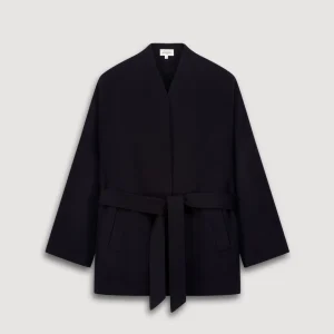 Manteau Femme en Laine Double Face Bleu Marine Vanelle