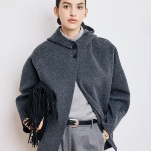 Manteau Femme en Laine Double Face Anthracite Vesper