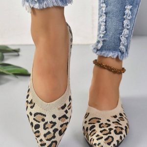 Chaussures à Motif Léopard en Tricot