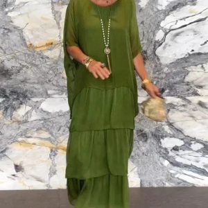 Elsie | Robe longue élégante à col en O pour femmes