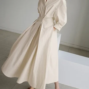 Juliette | Robe longue à revers et manches longues pour femmes