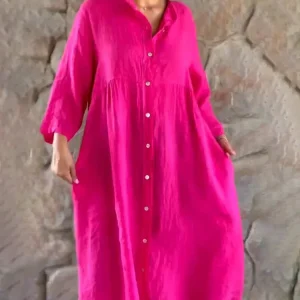 Noemi - Robe ample avec chemise en coton et lin