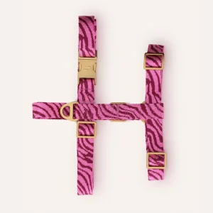 Harnais à motifs rose et bordeaux