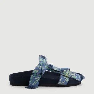 Sandales Femme en coton imprimé Bleu Ervin