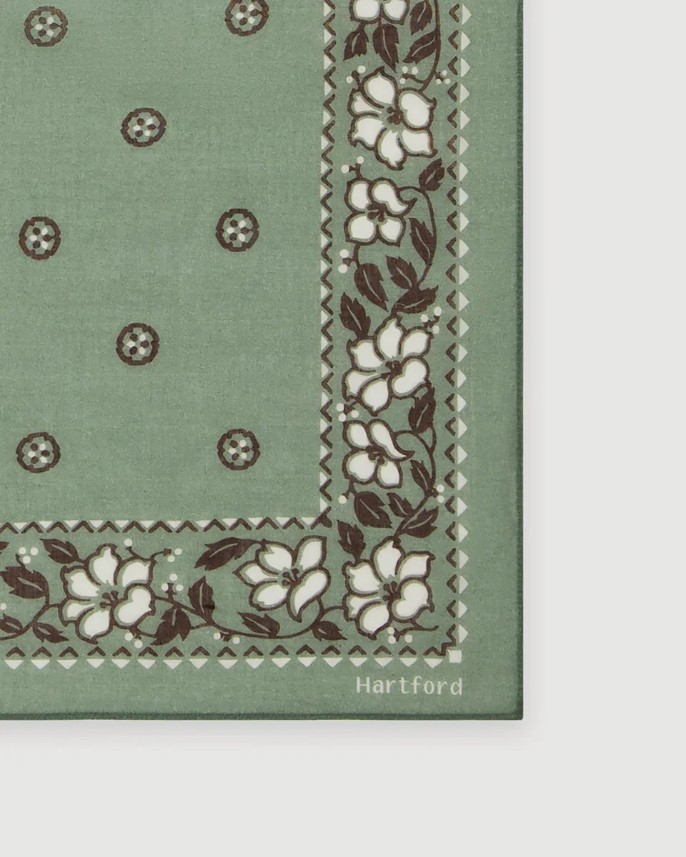 Bandana Femme en Voile de Coton Vert Jade Hibiscus – Image 3